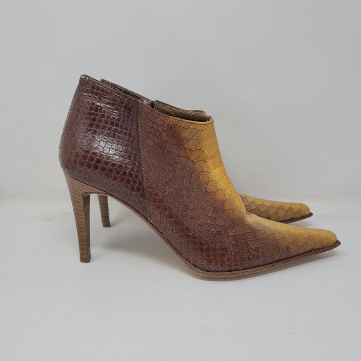 BROWN SNAKESKIN LEATHER BOOTS