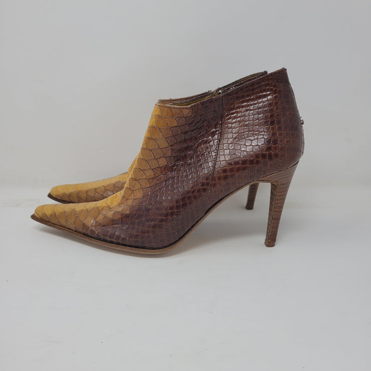 BROWN SNAKESKIN LEATHER BOOTS