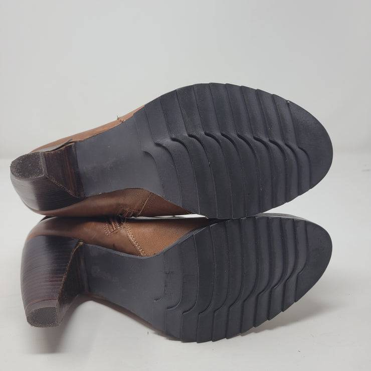 BROWN LEATHER ANKLE BOOTS-NEW