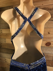 BLUE SEQUIN LONG EVENING GOWN