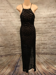 BLACK FULL SEQUIN LONG GOWN