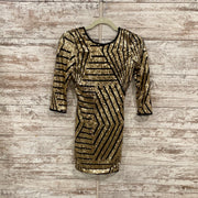 GOLD/BLACK SEQUIN SHORT DRESS