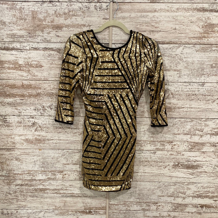 GOLD/BLACK SEQUIN SHORT DRESS
