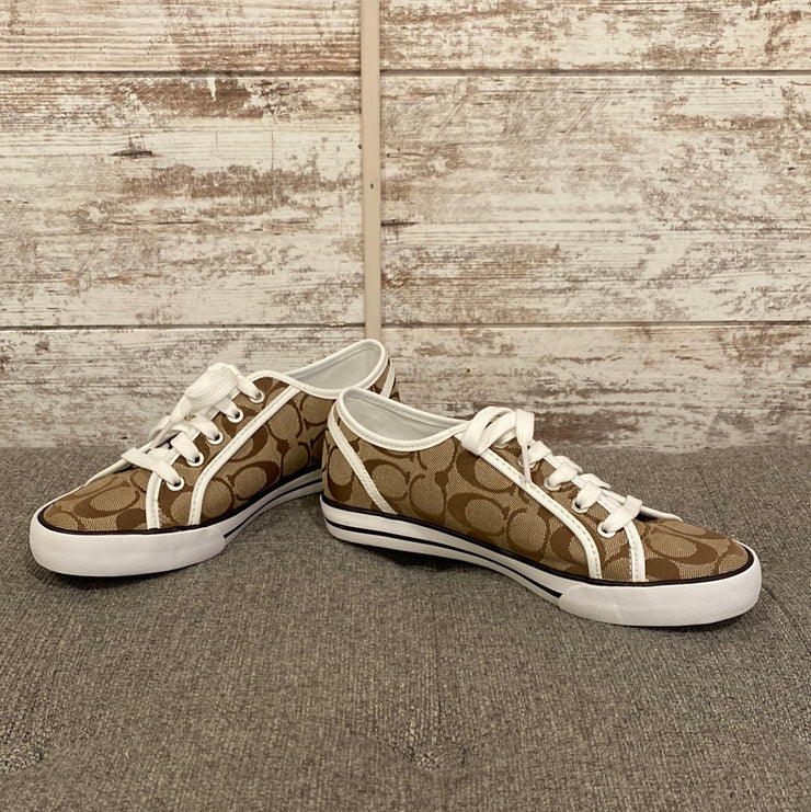 TAN FLORAL TENNIS SHOES (NEW)