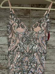 PINK/SILVER LONG EVENING GOWN