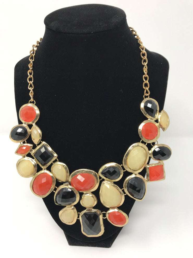 BLACK/ORANGE GEM NECKLACE