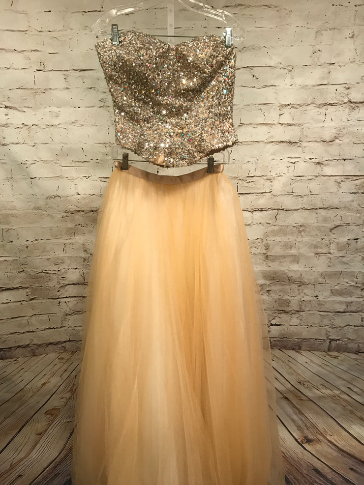 GOLD BEADED 2 PC. GOWN