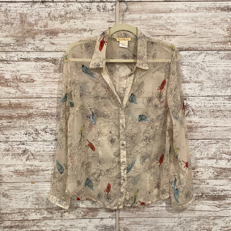 IVORY/FLORAL SHEER TOP