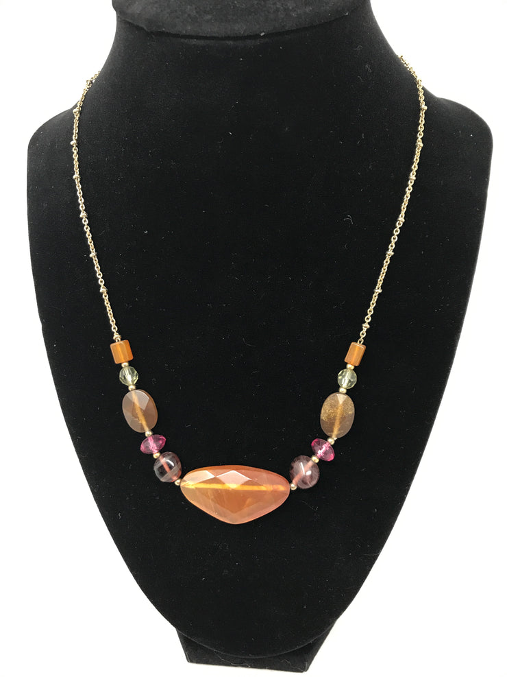 ORANGE & PURPLE BEAD NECKLACE