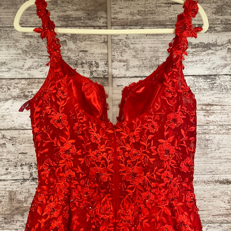 RED/FLORAL A LINE GOWN