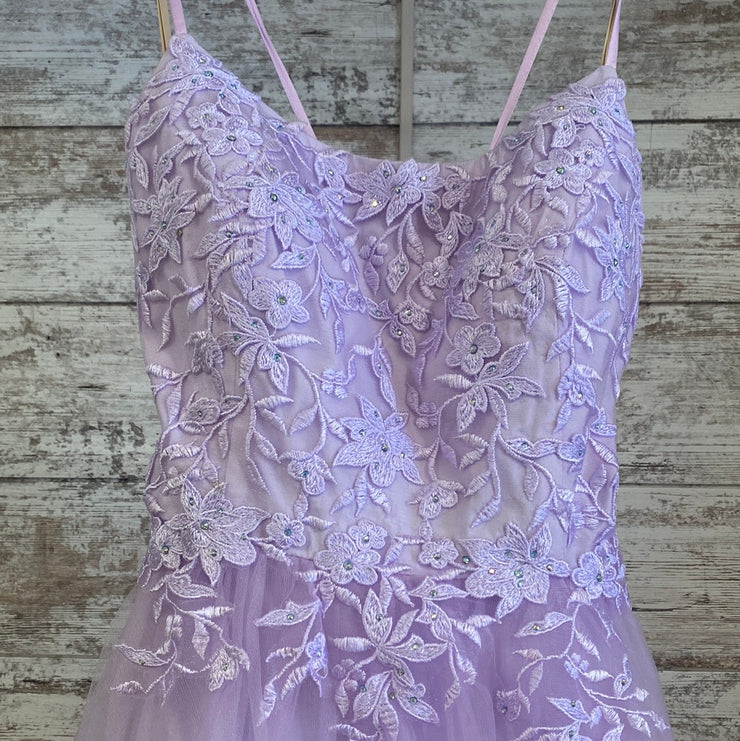 LAVENDER/FLORAL A LINE GOWN