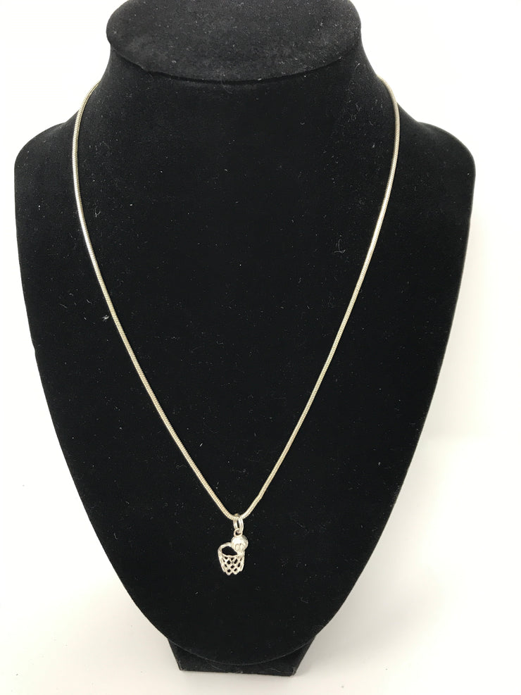 SILVER BASKETBALL NECKLACE