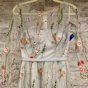 GRAY/FLORAL A LINE GOWN