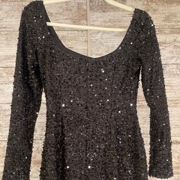 BLACK FULL SEQUIN LONG DRESS