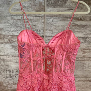 PINK/FLORAL LONG EVENING GOWN