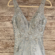 BLUE/FLORAL A LINE GOWN