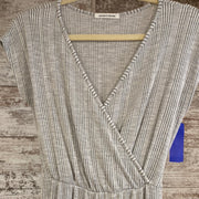 GRAY/WHITE STRIPED ROMPER