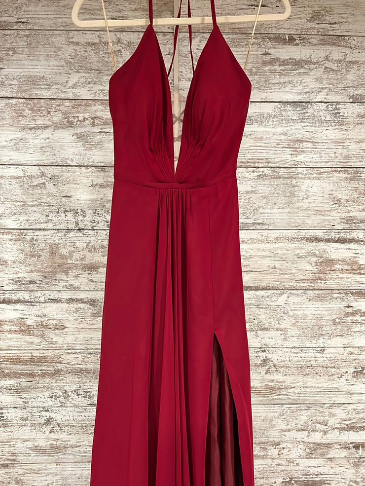 BURGUNDY LONG EVENING GOWN