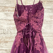 PURPLE/FLORAL A LINE GOWN