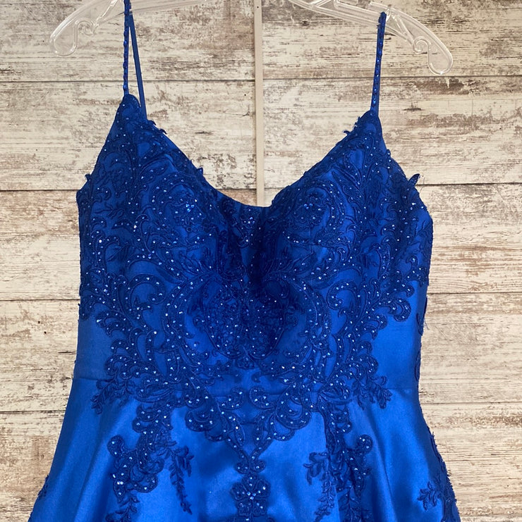 ROYAL BLUE A LINE GOWN