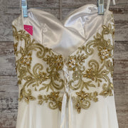 WHITE/GOLD LONG EVENING GOWN