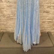 BLUE SPARKLY LONG EVENING GOWN