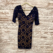 NAVY/TAN LACE SHORT DRESS