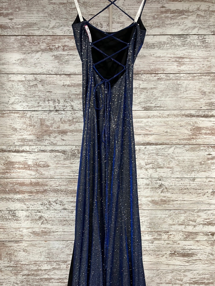 BLUE SPARKLY LONG EVENING GOWN