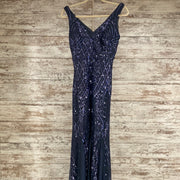 BLUE SEQUIN LONG EVENING GOWN