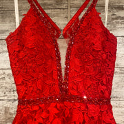 RED/FLORAL A LINE GOWN