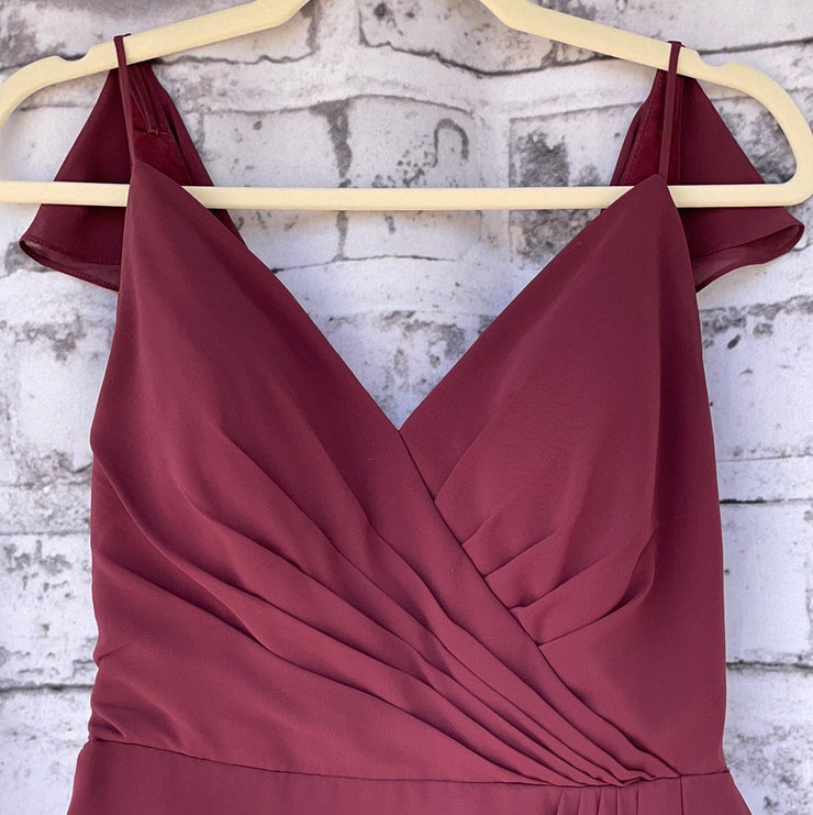 BURGUNDY LONG EVENING GOWN