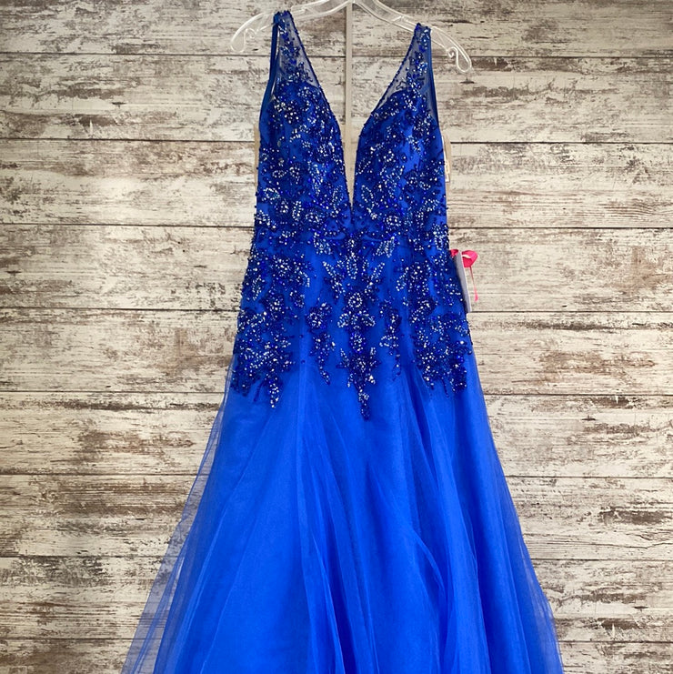 ROYAL BLUE A LINE GOWN