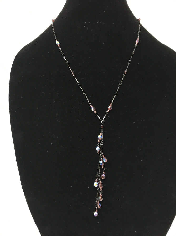 PURPLE BEAD BLACK NECKLACE