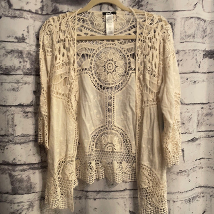 IVORY CROCHET OPEN CARDIGAN