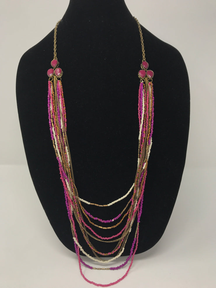 PINK/WHITE/GOLD BEAD NECKLACE