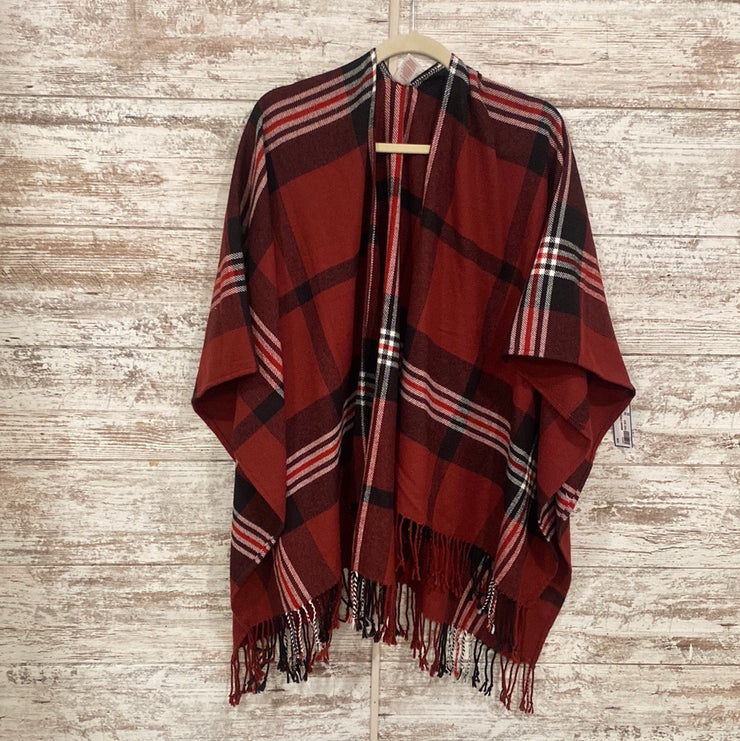 BURGUNDY STRIPED PONCHO