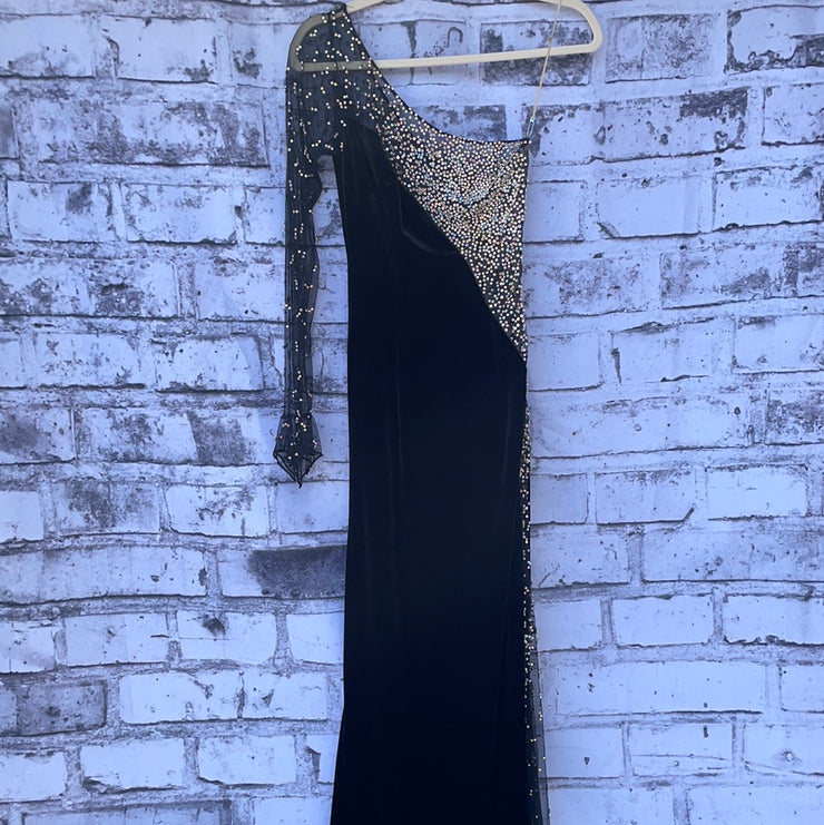 BLACK VELOUR/SPARKLES LONG GOW