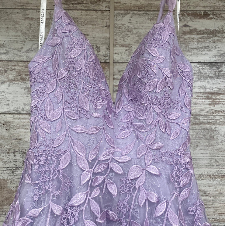 LAVENDER/FLORAL A LINE GOWN