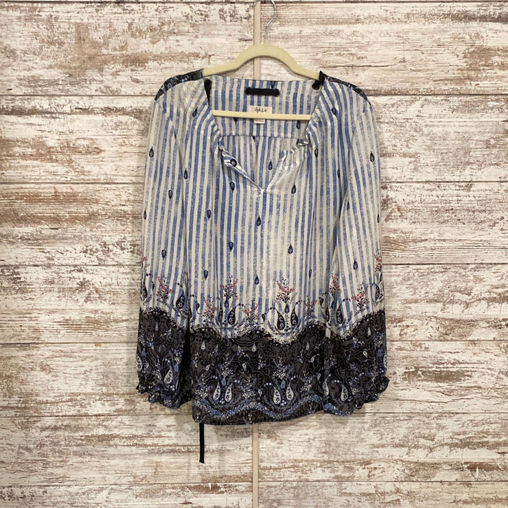 BLUE/GRAY STRIPED LONG SLEEVE