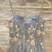 BLUE/FLORAL A LINE GOWN