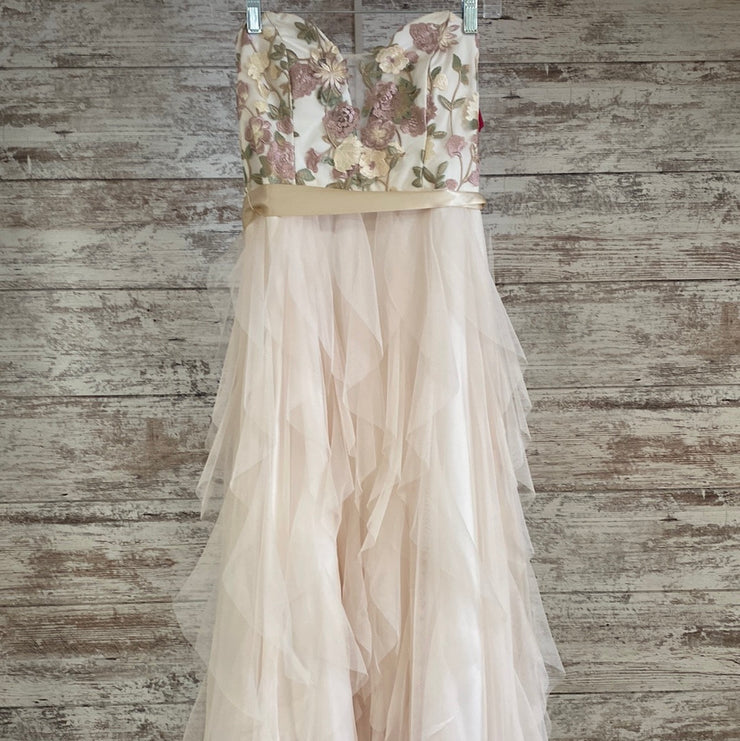 IVORY/FLORAL A LINE GOWN