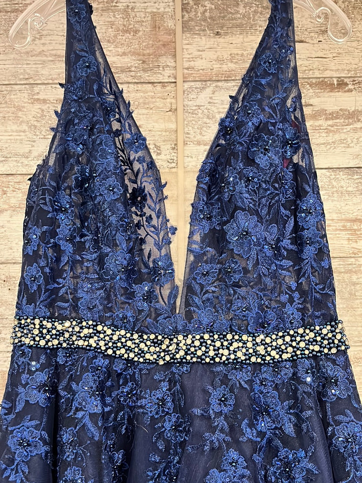 NAVY FLORAL A LINE/PRINCESS