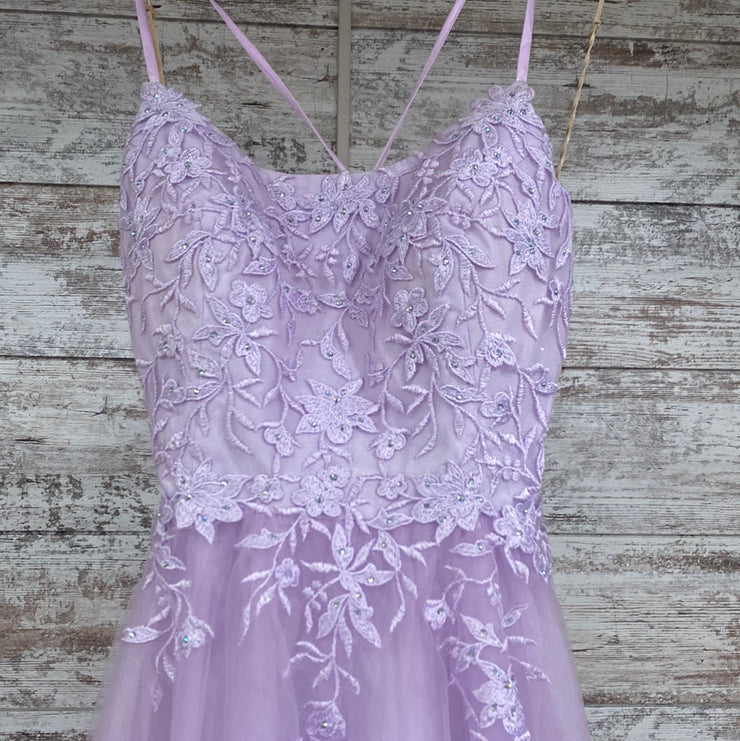 LAVENDER/FLORAL A LINE GOWN