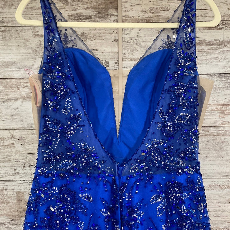 ROYAL BLUE SPARKLY A LINE GOWN