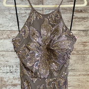 TAN/GOLD LONG EVENING GOWN