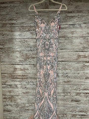 PINK/SILVER LONG EVENING GOWN