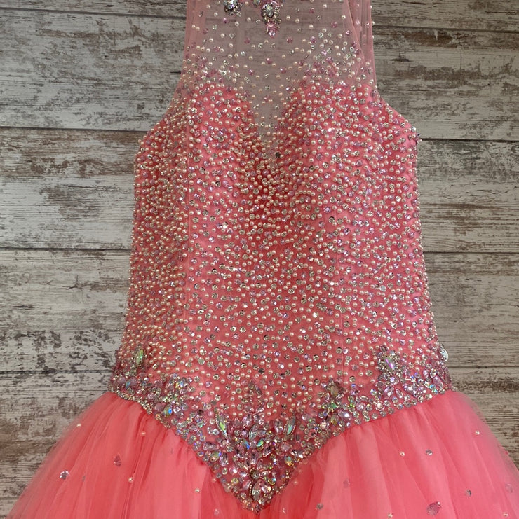 PINK SPARKLY A LINE GOWN