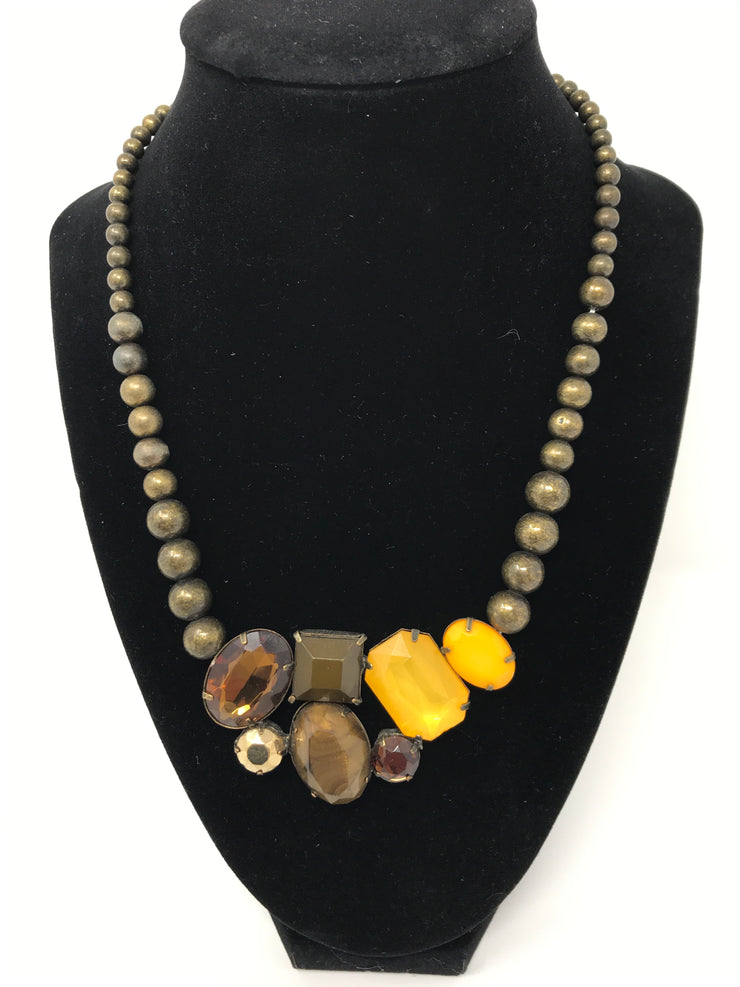 RUST/YELLOW GEM NECKLACE