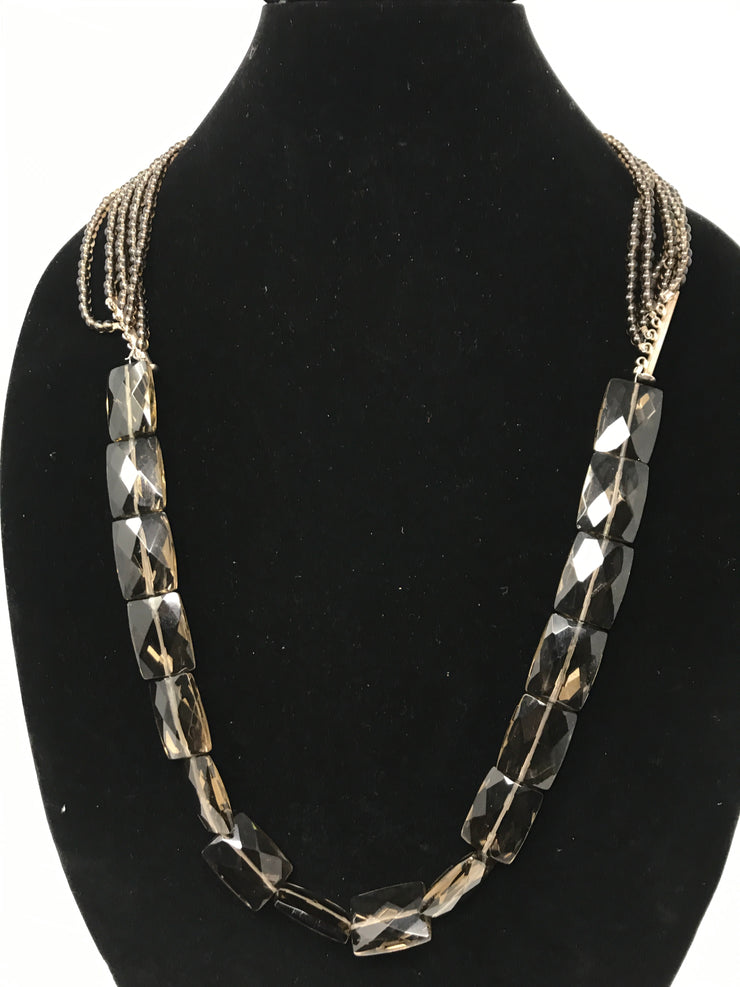 CLEAR/BROWN GEMMED NECKLACE