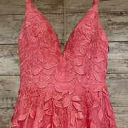 PINK/FLORAL A LINE GOWN